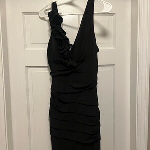 Valerie Bertinelli Black One Shoulder Dress